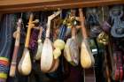 Fes-Morocco Traditional musical instruments for sale at a music shop in the medina Traditional Print